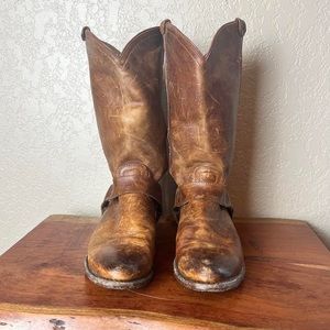 Frye half calf distressed leather Harness boots